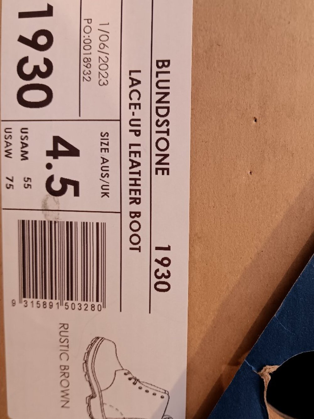 Women's Blundstone 1930 size 4.5AU (7.5 US) Rustic Brown new in box - Picture 9 of 9